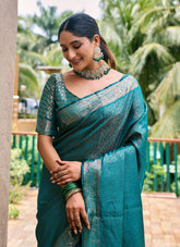 Blue Colour Wedding Wear Saree